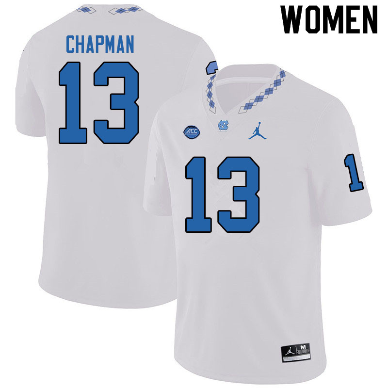 Jordan Brand Women #13 Don Chapman North Carolina Tar Heels College Football Jerseys Sale-White